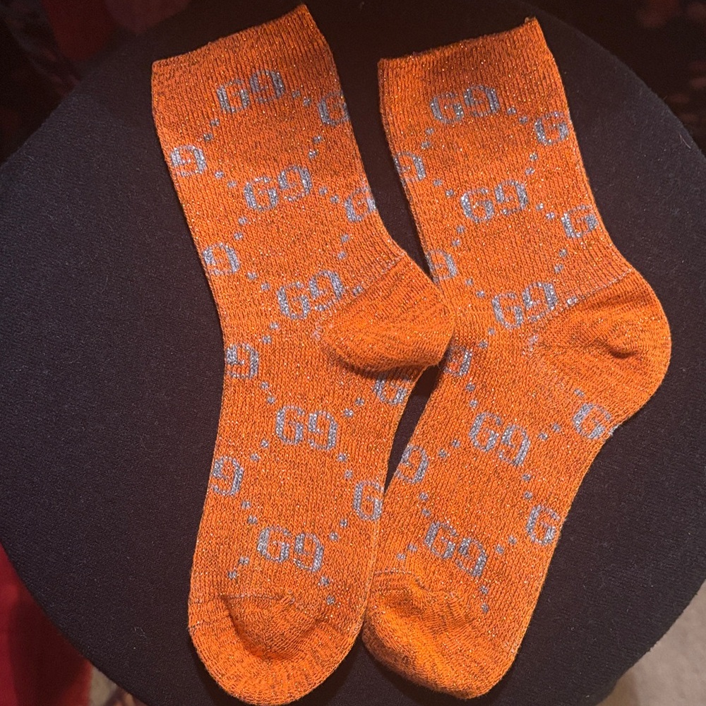 Orange Patterned GG FUN Socks